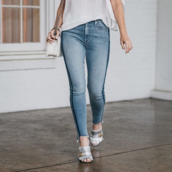 MOTHER Stunner Side-Stripe Ankle Fray Skinny Jeans - Picture 7 of 11